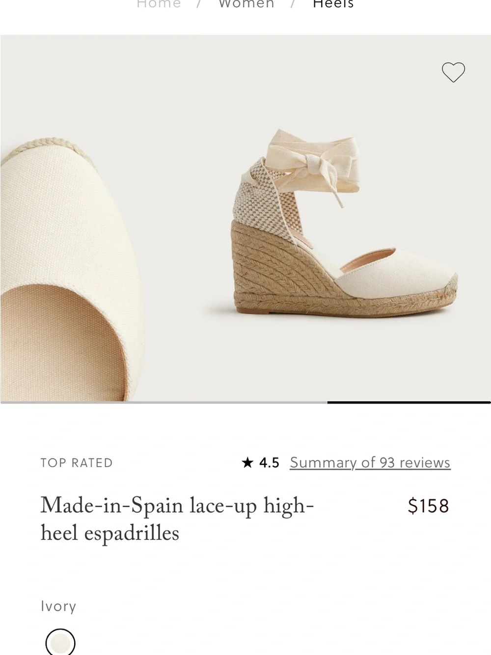J. Crew Cream Canvas Lace-Up Espadrille Flats